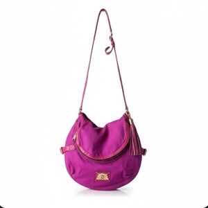 Y2K Juicy Couture Magenta Nylon Crossbody Hobo Bag